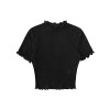 SweatyRocks Women's Short Sleeve Lettuce Trim Ribbed Knit Crop Top T-Shirt Blouse - Camisa - curtas - $5.99  ~ 5.14€
