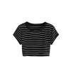 SweatyRocks Women's Short Sleeve Striped Crop T-Shirt Casual Tee Tops - Camisa - curtas - $10.99  ~ 9.44€