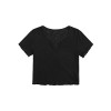 SweatyRocks Women's Solid V Neck Short Sleeve Knit Crop Top Tee Shirts - Košulje - kratke - $9.99  ~ 8.58€