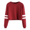 SweatyRocks Women's Striped Long Sleeve Crewneck Crop Top Sweatshirt - Shirts - $13.99 
