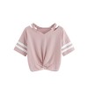 SweatyRocks Women's Twist Front Cut Out Short Sleeve Crop Top T-Shirt - Camisas - $9.99  ~ 8.58€