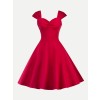 Sweetheart Neck Pleated Dress - Dresses - $27.00 