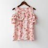 Sweet printed embroidered top off-the-shoulder ruffled skirt - Shirts - $25.99 