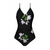 Swiland Floral Printed Deep V Neck Vintage One-Piece Swimsuit Beach Swimwear Bathing Suit - Kostiumy kąpielowe - $39.99  ~ 34.35€
