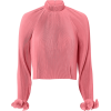 TIBI Pink Pleated Crop Top - Camisa - longa - 