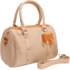 TILLY Beige Crocodile Print Bow Accent Top Double Handle Doctor Style Barrel Satchel Shopper Tote Purse Handbag Shoulder Bag - ハンドバッグ - $25.50  ~ ¥2,870