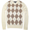 TOMMY HILFIGER Mens Argyle V-Neck Plaid Knit Sweater Cream/Beige - プルオーバー - $39.99  ~ ¥4,501