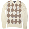 TOMMY HILFIGER Mens Argyle V-Neck Plaid Knit Sweater Cream/Beige - Puloverji - $28.99  ~ 24.90€