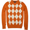 TOMMY HILFIGER Mens Argyle V-Neck Plaid Knit Sweater Orange burnt/off white - プルオーバー - $28.99  ~ ¥3,263