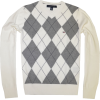 TOMMY HILFIGER Mens Argyle V-Neck Plaid Knit Sweater White/Grey/Navy - Puloverji - $28.99  ~ 24.90€