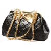 TRINA Golden Bow Black Diamond Quilted Clasp Closure Purse Satchel Handbag w/Detachable Shoulder Chain - Borsette - $25.50  ~ 21.90€