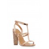 T Strap Glitter High Heel Sandals - Sandals - $24.99 