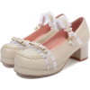 Tan Cream Lace Lolita Pumps Wedges - 经典鞋 - 