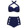 Tempt Me Women Two Pieces Anchor Printed Halter Bikini with High Waist Buttoned Bottoms - Swimsuit - $15.99 