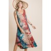Tie Dye Ribbed Brush Sleeveless Flowy Asymmetrical Hem Midi Dress - ワンピース・ドレス - $41.25  ~ ¥4,643