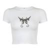 Tight-fitting short cropped navel T-shirt slim slimming butterfly embroidered to - Srajce - kratke - $19.99  ~ 17.17€