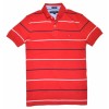 Tommy Hilfiger Men Custom Fit Logo Striped Polo T-shirt Red/White/Navy - T-shirts - $37.99 