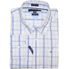 Tommy Hilfiger Men Custom Fit Plaid Long Sleeve Logo Shirt White/Blue - Koszule - długie - $46.99  ~ 40.36€