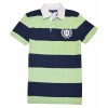 Tommy Hilfiger Men Logo H Striped Polo T-shirt Navy/light green/off white - T-shirts - $39.99 