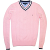 Tommy Hilfiger Men Logo V-Neck Sweater Pink - Puloverji - $44.99  ~ 38.64€