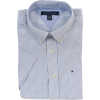 Tommy Hilfiger Men Striped Short Sleeve Logo Oxford Shirt White/Blue - Shirts - $49.99 