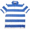Tommy Hilfiger Men's Polo Shirt in Med. Blue and White Wide Stripes (CLASSIC FIT) - Shirts - $55.00 