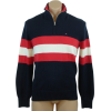 Tommy Hilfiger Mens Long Sleeve Striped 1/4 Zip Pullover Sweater Navy/Red/White - プルオーバー - $64.99  ~ ¥7,315
