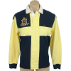 Tommy Hilfiger Mens Regular Fit Long Sleve Cross Rugby Shirt Navy Blue/Yellow - Long sleeves shirts - $49.99 