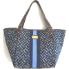 Tommy Hilfiger TH Logo Medium Shopper Tote Handbag, Navy Blue with Blue Stripe - Hand bag - $79.98 