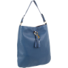 Tommy Hilfiger Tasseled Pebble Flat Bucket Hobo Blue - Hand bag - $178.00 