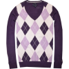 Tommy Hilfiger Women Logo V-Neck Sweater Pullover Dark purple/light purple/pink - 套头衫 - $39.98  ~ ¥267.88
