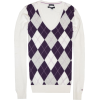 Tommy Hilfiger Women Logo V-Neck Sweater Pullover White/strong purple/grey - Puloverji - $39.98  ~ 34.34€