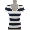 Tommy Hilfiger Women Striped Logo V-NECK T-Shirt White/navy - T恤 - $26.99  ~ ¥180.84