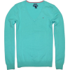 Tommy Hilfiger Women V-neck Logo Pima Cotton Sweater Pullover Mint Green - Maglioni - $39.99  ~ 34.35€