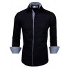 Tom's Ware Mens Casual Slim Fit Inner Striped Longsleeve Shirt - Long sleeves shirts - $19.99 