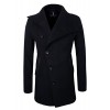 Tom's Ware Mens Slim Fit Unbalanced Single Breasted Button Wool Pea Coat - Jacket - coats - $29.99 