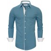 Tom's Ware Mens Stylish Slim Fit Contrast Inner Long Sleeve Button Down Shirt - Shirts - $31.99 