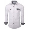 Tom's Ware Mens Trendy Slim Fit Inner Plaid Longsleeve Button Down Shirt - Long sleeves shirts - $21.99 