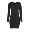 Tom's Ware Women Casual Slim Fit V Neck Snap Button Bodycon Mini Dress - Obleke - $21.99  ~ 18.89€