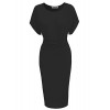 Tom's Ware Women Elegant Pleated Waist Short Sleeve Bodycon Midi Dress - sukienki - $21.99  ~ 18.89€