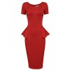 Tom's Ware Women Short Sleeve Zip Up Peplum Midi Dress - Dresses - $18.99  ~ £14.43