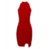 Tom's Ware Women Slim Fit Knit Front Keyhole Sleeveless Bodycon High Neck Dress - Obleke - $31.99  ~ 27.48€