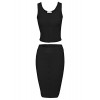 Tom's Ware Women Stylish Crop Top Midi Skirt Two-Piece Bodycon Midi Dress - sukienki - $29.99  ~ 25.76€