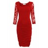 Tom's Ware Womens Elegant Lace Long Sleeve Ruched Bodycon Midi Dress - Dresses - $24.99 