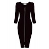 Tom's Ware Womens Sophisticated Front Zip 3/4 Sleeve Bodycon Midi Dress - Dresses - $29.99 