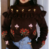 Trendy embroidered overlay turtleneck sweater - Maglioni - $35.99  ~ 30.91€
