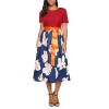 TrinhGuo Womens Floral Print Above Kness Short Sleeve Tie Waist Maxi Dress - sukienki - $40.00  ~ 34.36€