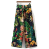 Tropical Print Tie Waist Wide Leg Pants - Capri hlače - 