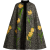 Tulip-appliqué mink-trimmed tweed cape | - Overall - 