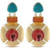 Turquoise Orange Beaded Earrings - Uhani - 